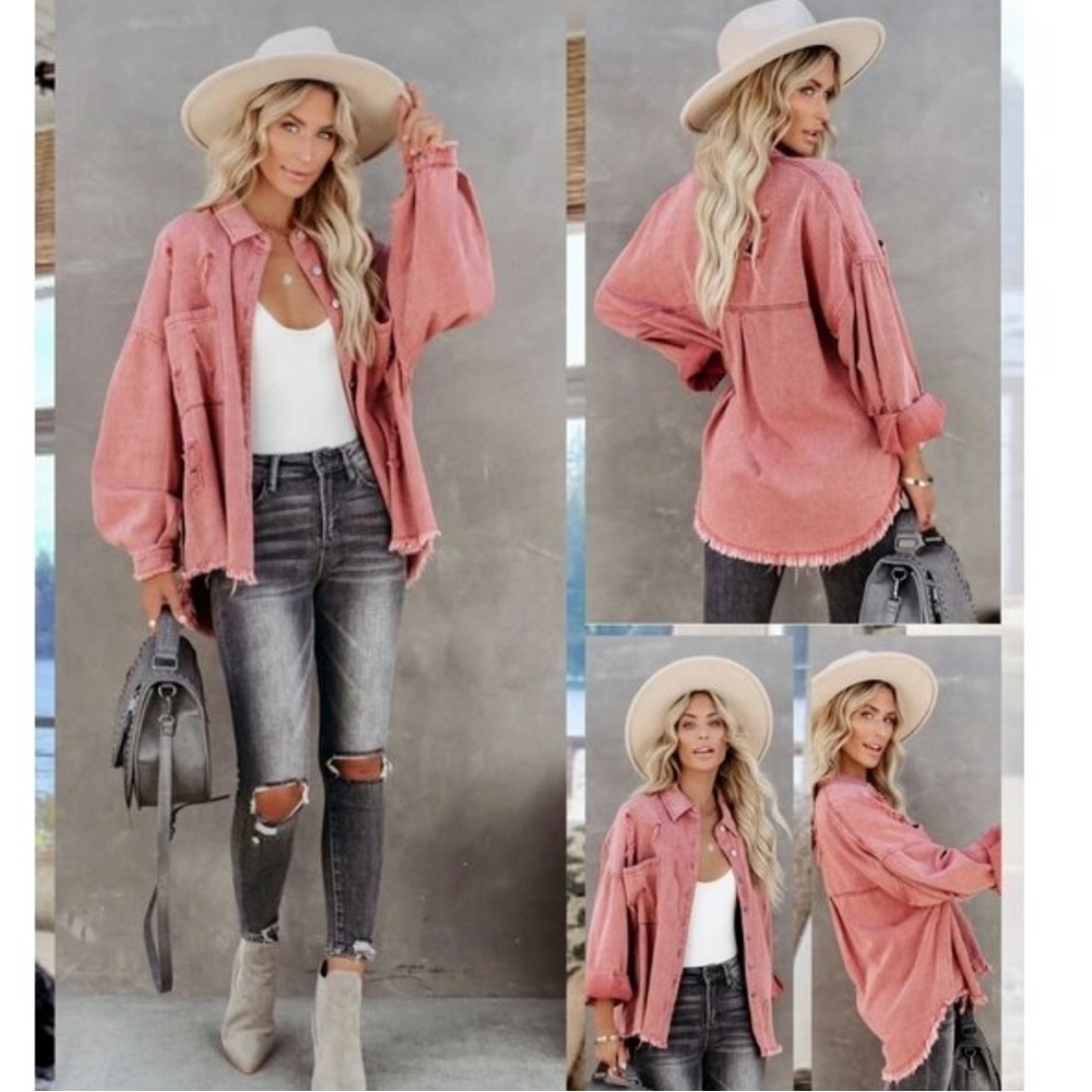 Vici thinking out loud distressed shacket
